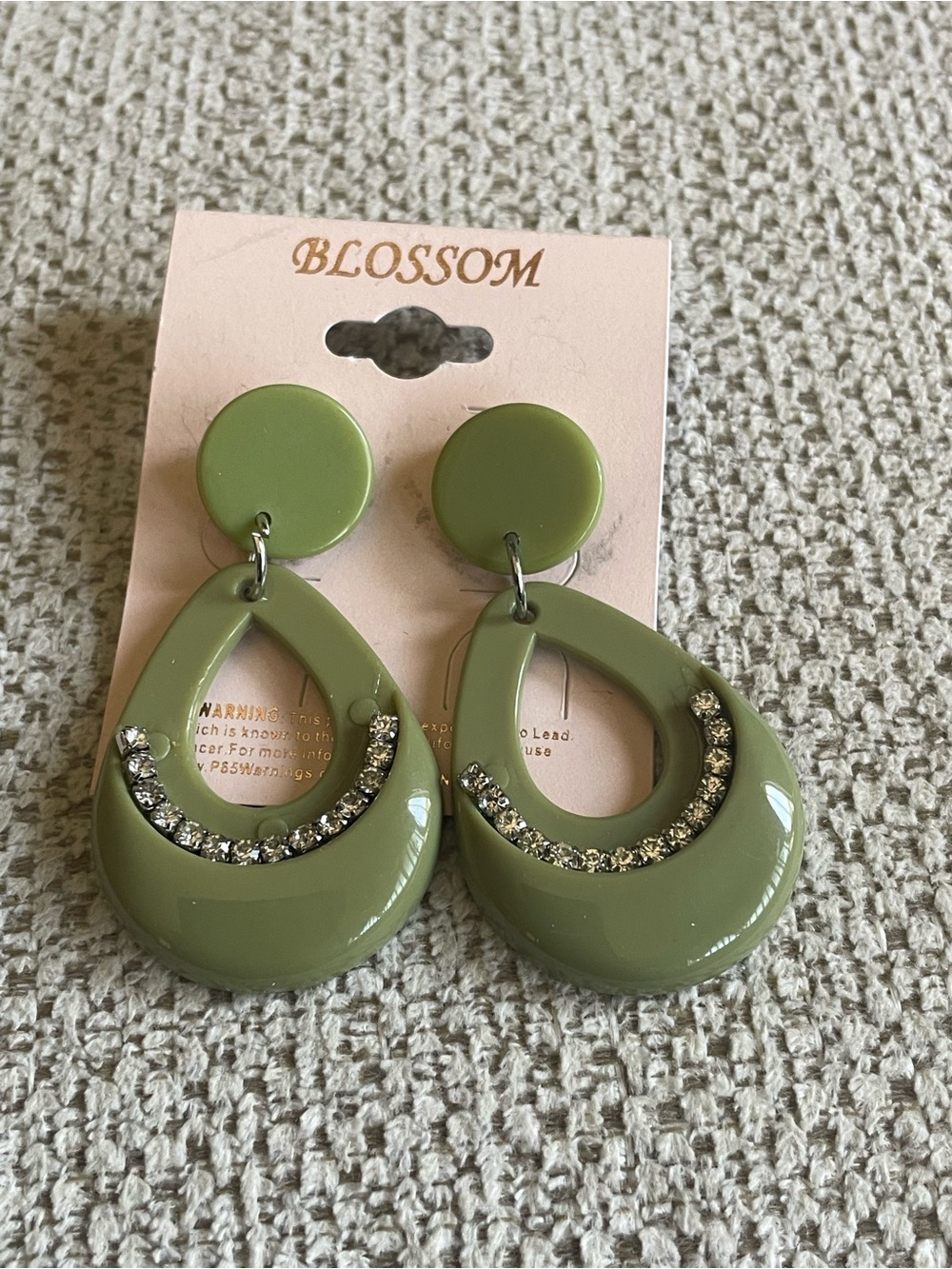 Blossom Olive Green Teardrop Crystal Earrings
